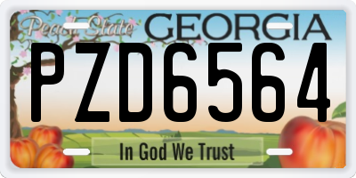 GA license plate PZD6564