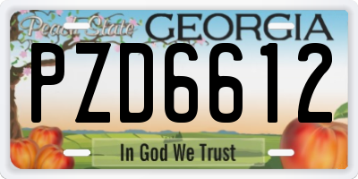 GA license plate PZD6612