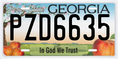 GA license plate PZD6635