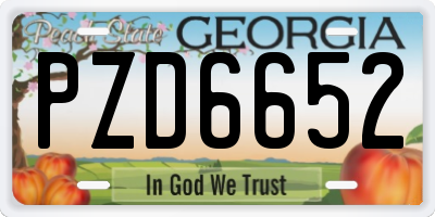 GA license plate PZD6652
