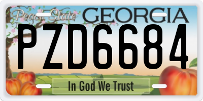 GA license plate PZD6684