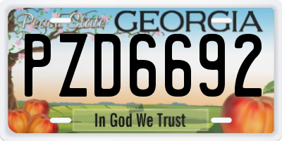 GA license plate PZD6692