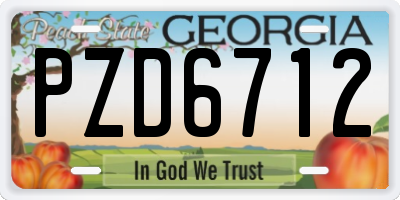 GA license plate PZD6712