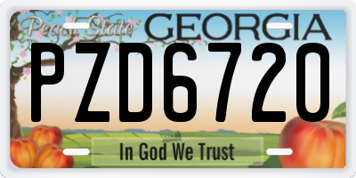 GA license plate PZD6720