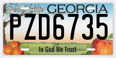GA license plate PZD6735