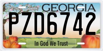 GA license plate PZD6742