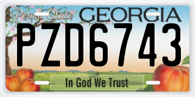 GA license plate PZD6743