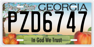 GA license plate PZD6747