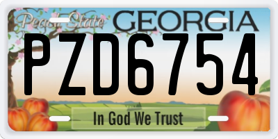 GA license plate PZD6754