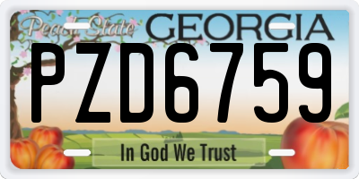 GA license plate PZD6759