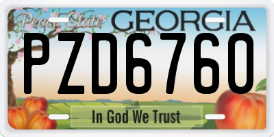 GA license plate PZD6760