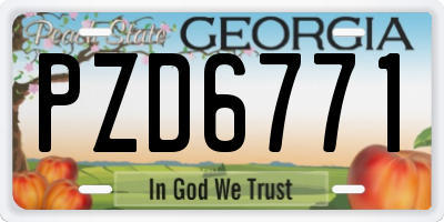 GA license plate PZD6771