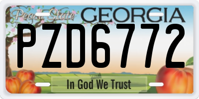 GA license plate PZD6772