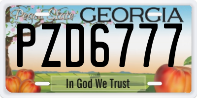 GA license plate PZD6777