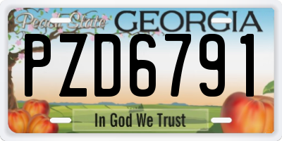GA license plate PZD6791