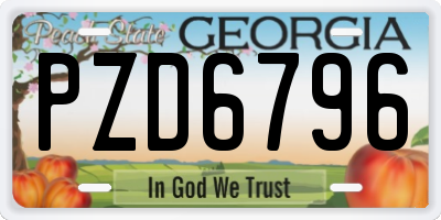 GA license plate PZD6796