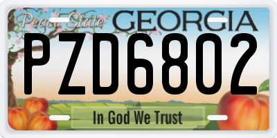 GA license plate PZD6802