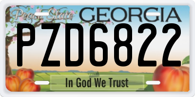 GA license plate PZD6822
