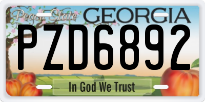 GA license plate PZD6892