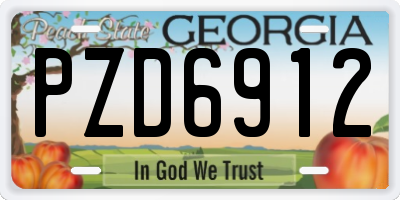 GA license plate PZD6912