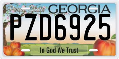 GA license plate PZD6925