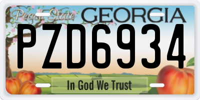 GA license plate PZD6934