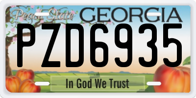 GA license plate PZD6935