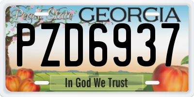 GA license plate PZD6937