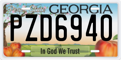 GA license plate PZD6940