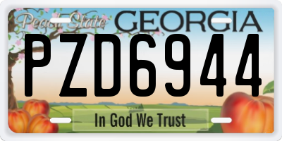 GA license plate PZD6944