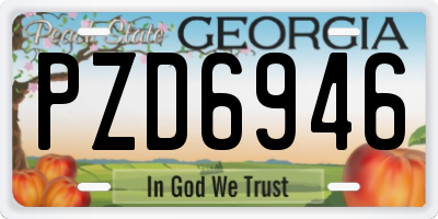 GA license plate PZD6946