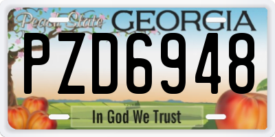 GA license plate PZD6948