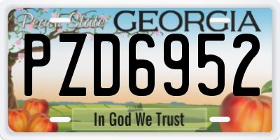 GA license plate PZD6952