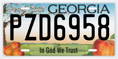 GA license plate PZD6958