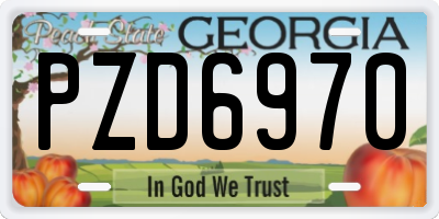GA license plate PZD6970