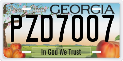 GA license plate PZD7007