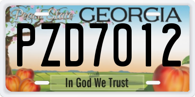 GA license plate PZD7012