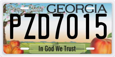 GA license plate PZD7015