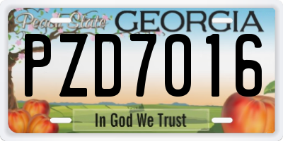 GA license plate PZD7016
