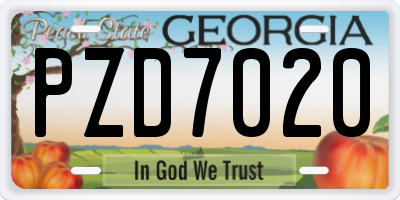 GA license plate PZD7020