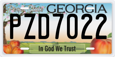 GA license plate PZD7022