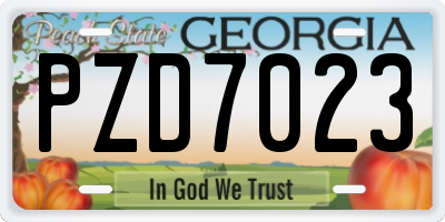 GA license plate PZD7023