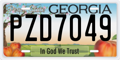 GA license plate PZD7049