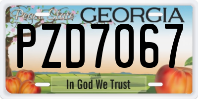 GA license plate PZD7067