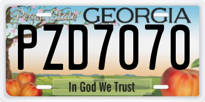 GA license plate PZD7070