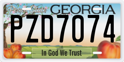 GA license plate PZD7074