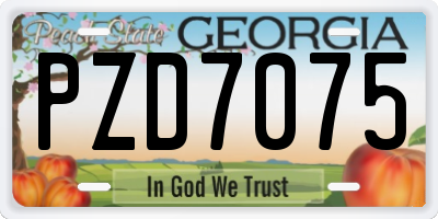 GA license plate PZD7075