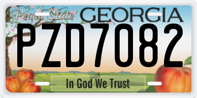 GA license plate PZD7082