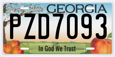 GA license plate PZD7093