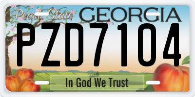 GA license plate PZD7104